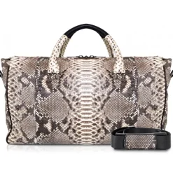 Ammoment - Lark Weekender Large in Python - Roccia - Luxury High Quality Leather Bag - Avvenice