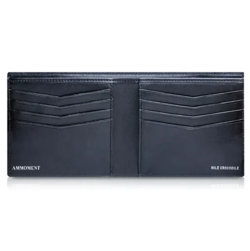 Ammoment - Nile Crocodile in Crack Black and Gold - Leather Bifold Wallet - Avvenice