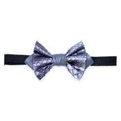 Ammoment - Python in Calcite Grey - Leather Victor Bow Tie - Avvenice