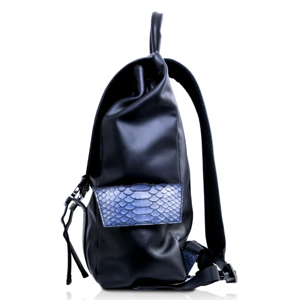 Ammoment - Python in Calcite Blue - Leather Zane Large Backpack - Avvenice