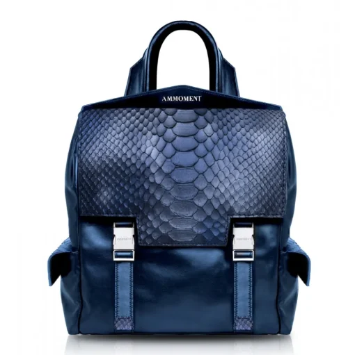 Ammoment - Python in Calcite Blue - Leather Zane Small Backpack - Avvenice