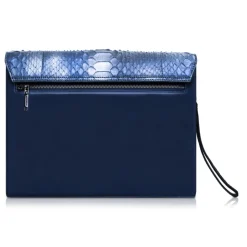 Ammoment - Python in Calcite Blue - Leather Pete Clutch Bag - Avvenice