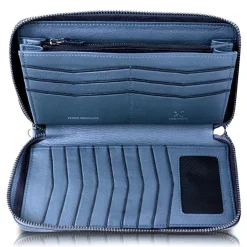 Ammoment - Python in Calcite Grey - Leather Large Long Zipper Wallet - Avvenice