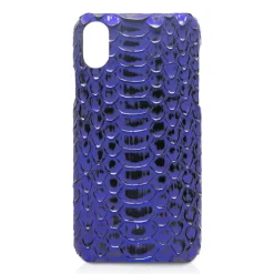 Ammoment - Python in NYX Blue Metallic - Leather Cover - iPhone X - Avvenice