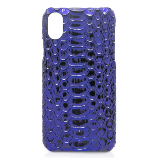 Ammoment - Python in NYX Blue Metallic - Leather Cover - iPhone X - Avvenice