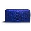 Ammoment - Python in NYX Blue - Leather Long Zipper Wallet - Avvenice