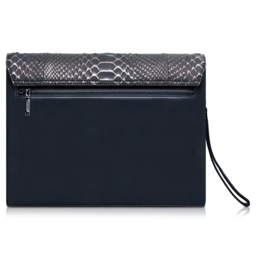 Ammoment - Python in Pepite Rose - Leather Pete Clutch Bag - Avvenice