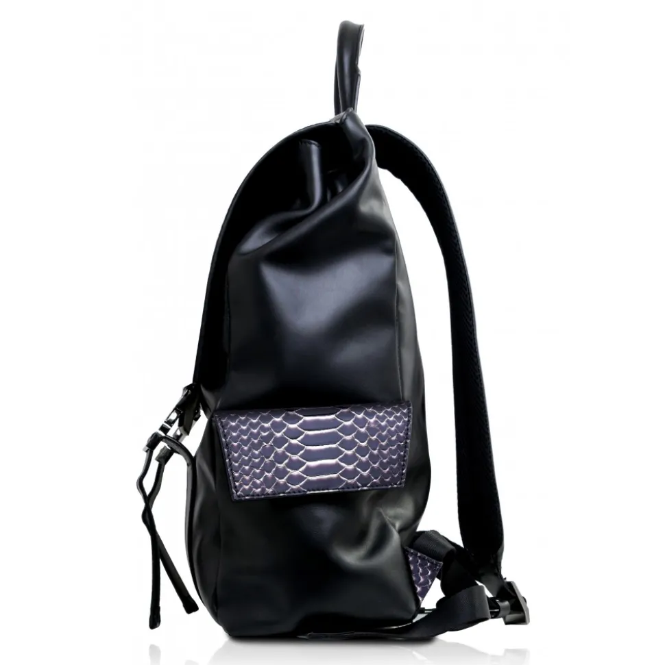 Ammoment - Python in Pepite Rose - Leather Zane Large Backpack - Avvenice