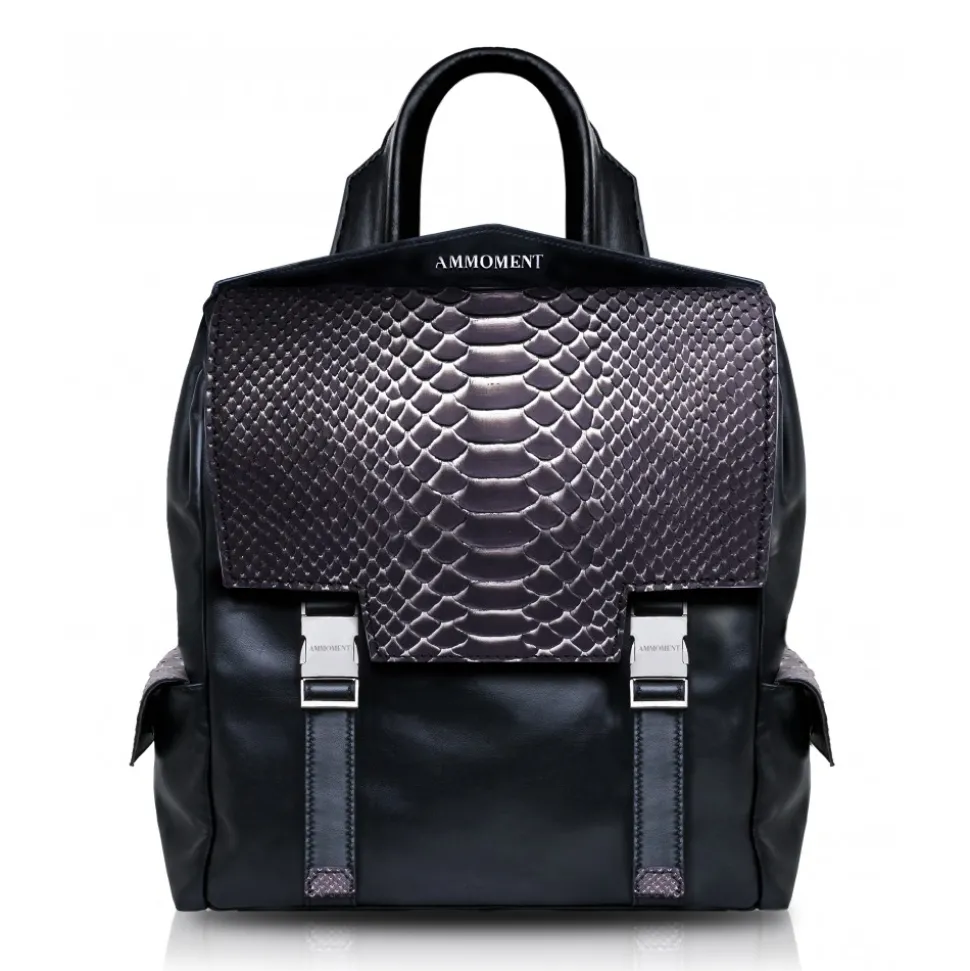 Ammoment - Python in Pepite Rose - Leather Zane Small Backpack - Avvenice