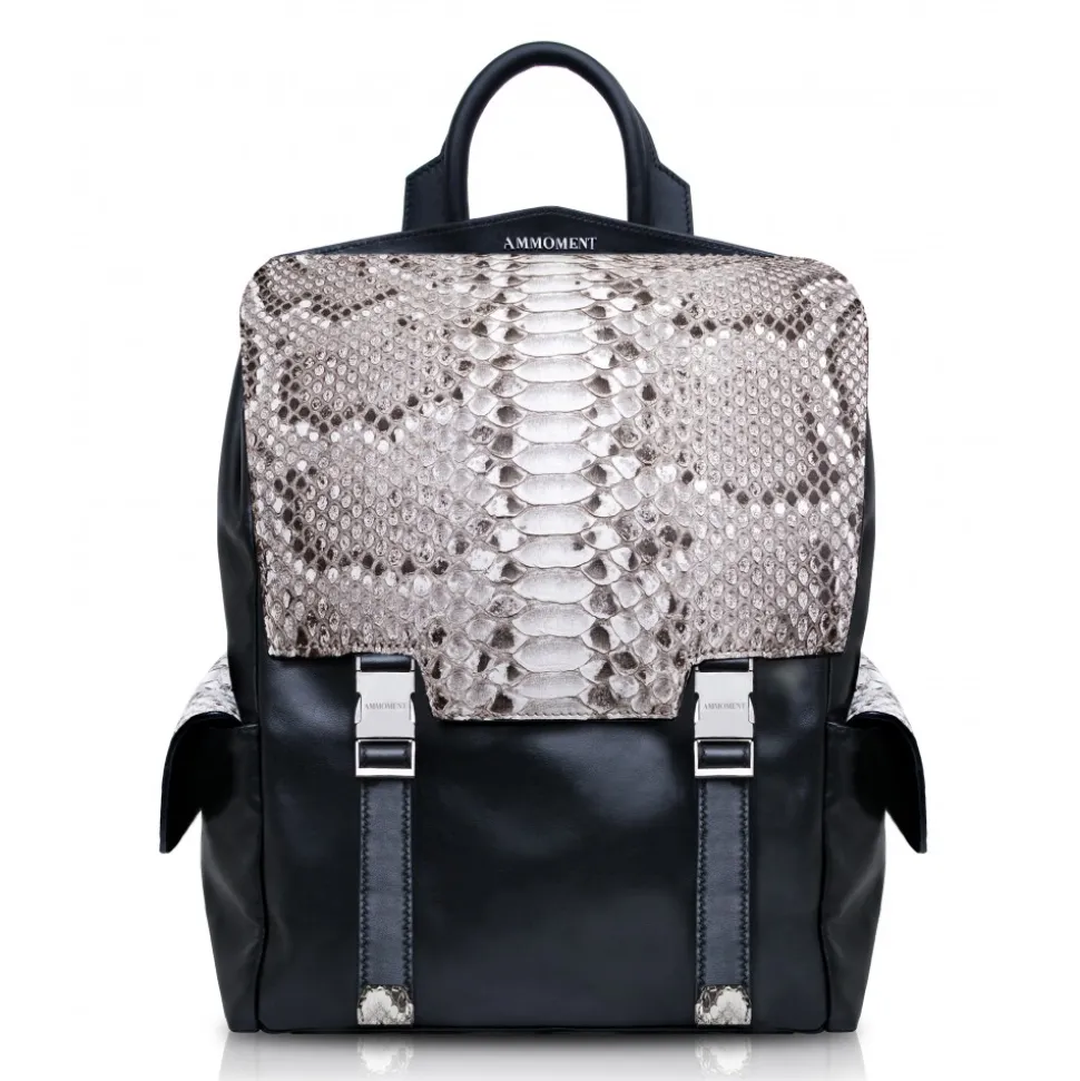 Ammoment - Python in Roccia - Leather Zane Large Backpack - Avvenice