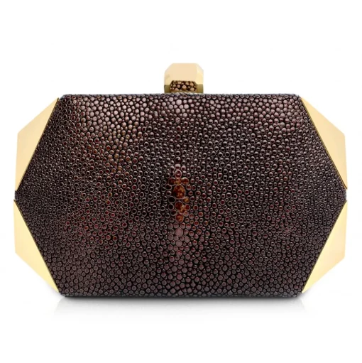 Ammoment - Stingray in Glitter Metallic Brown - Minaudiere - Leather Bag - Avvenice