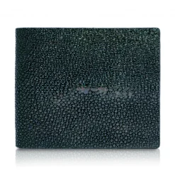 Ammoment - Stingray in Glitter Metallic Green - Leather Bifold Wallet with Center Flap - Avvenice