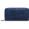 Ammoment - Stingray in Glitter Metallic Blue - Leather Long Zipper Wallet - Avvenice