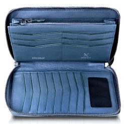 Ammoment - Stingray in Glitter Metallic Green - Leather Large Long Zipper Wallet - Avvenice