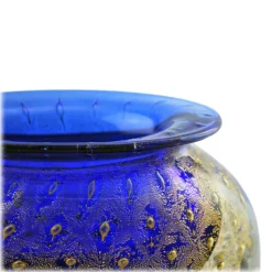 Ars Cenedese Murano - Bollinato Bown 24k Gold - Blue - Handcrafted Venetian Vase Handmade by Venetian Glassmasters - Luxury - Avvenice