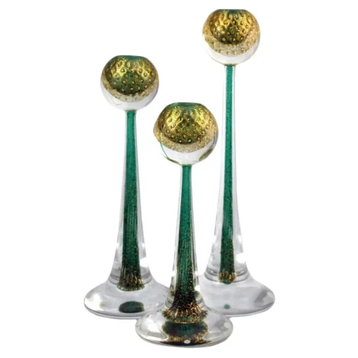 Ars Cenedese Murano - Sommerso Candlestick - Bollinato Gold - Candlesticks Handmade by Venetian Glassmasters - Luxury - Avvenice