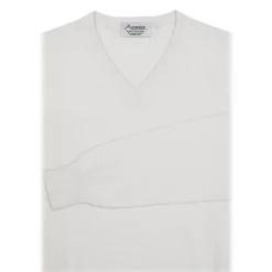 Avvenice - Athus - Man Loro Piana Cashmere V-Neck Sweater - White - Knitwear - Luxury Exclusive Collection - Avvenice
