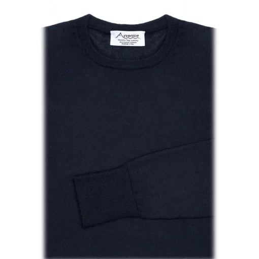 Avvenice - Finis - Man Loro Piana Extrafine Cashmere Crew Neck Sweater - Blue - Knitwear - Luxury Exclusive Collection - Avvenice