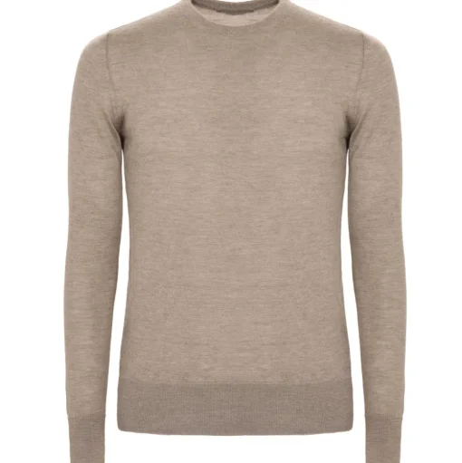 Avvenice - Finis - Man Loro Piana Extrafine Cashmere Crew Neck Sweater - Tundra - Knitwear - Luxury Exclusive Collection - Avvenice