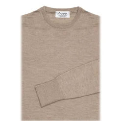 Avvenice - Finis - Man Loro Piana Extrafine Cashmere Crew Neck Sweater - Tundra - Knitwear - Luxury Exclusive Collection - Avvenice