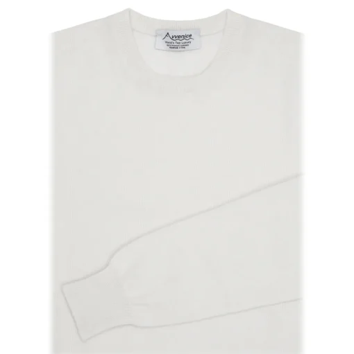 Avvenice - Theria - Woman Loro Piana Cashmere Crew Neck Sweater - White - Knitwear - Luxury Exclusive Collection - Avvenice