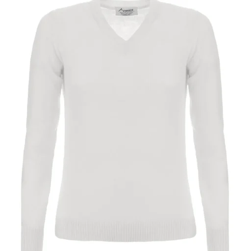 Avvenice - Theria - Woman Loro Piana Cashmere V-Neck Sweater - White - Knitwear - Luxury Exclusive Collection - Avvenice