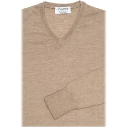Avvenice - Theria - Woman Loro Piana Cashmere V-Neck Sweater - Tundra - Knitwear - Luxury Exclusive Collection - Avvenice