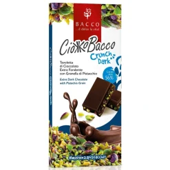 Bacco - Tipicità al Pistacchio - CiokkoBacco Crunch - Pistachio Extra Dark Chocolate Bar - Artisan Chocolate - 100 g - Avvenice