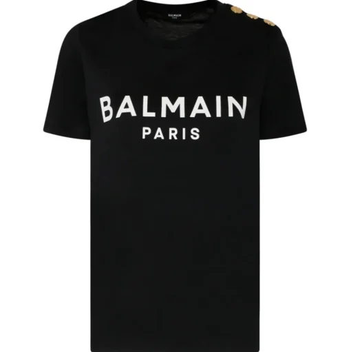 Balmain - Cotton Logo Print T-Shirt - Black White - Balmain Exclusive Luxury Collection - Avvenice