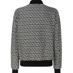Balmain - Cotton Monogram Pattern Reversible Bomber Jacket - Black White - Balmain Exclusive Luxury Collection - Avvenice