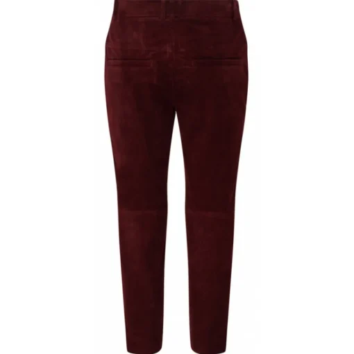 Balmain - Cotton Suede Cropped Trousers - Bordeaux Red - Balmain Exclusive Luxury Collection - Avvenice