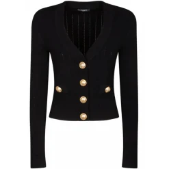 Balmain - Cropped Cardigan - Black - Balmain Exclusive Luxury Collection - Avvenice
