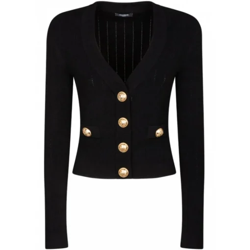 Balmain - Cropped Cardigan - Black - Balmain Exclusive Luxury Collection - Avvenice