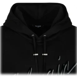 Balmain - Flocked Logo Hoodie - Black - Balmain Exclusive Luxury Collection - Avvenice