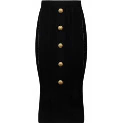 Balmain - Knit Midi Skirt - Black - Balmain Exclusive Luxury Collection - Avvenice
