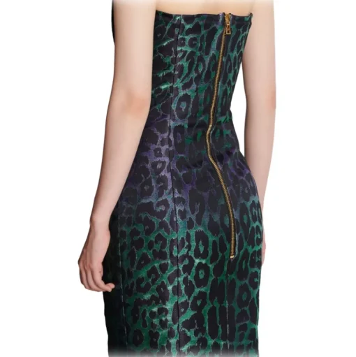 Balmain - Leopard Print Strapless Long Dress - Balmain Exclusive Luxury Collection - Avvenice