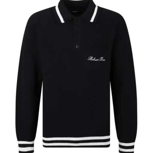 Balmain - Longsleeves Polo Shirt - Black - Balmain Exclusive Luxury Collection - Avvenice