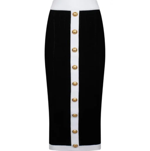 Balmain - Midi Skirt - Black White - Balmain Exclusive Luxury Collection - Avvenice