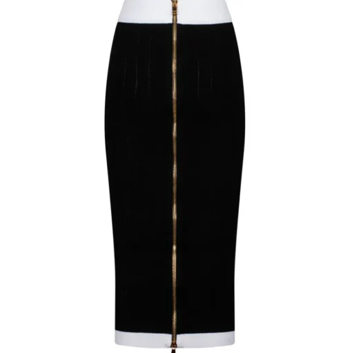 Balmain - Midi Skirt - Black White - Balmain Exclusive Luxury Collection - Avvenice