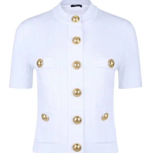 Balmain - Pointelle Knit Cardigan - White - Balmain Exclusive Luxury Collection - Avvenice