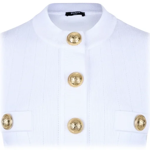 Balmain - Pointelle Knit Cardigan - White - Balmain Exclusive Luxury Collection - Avvenice