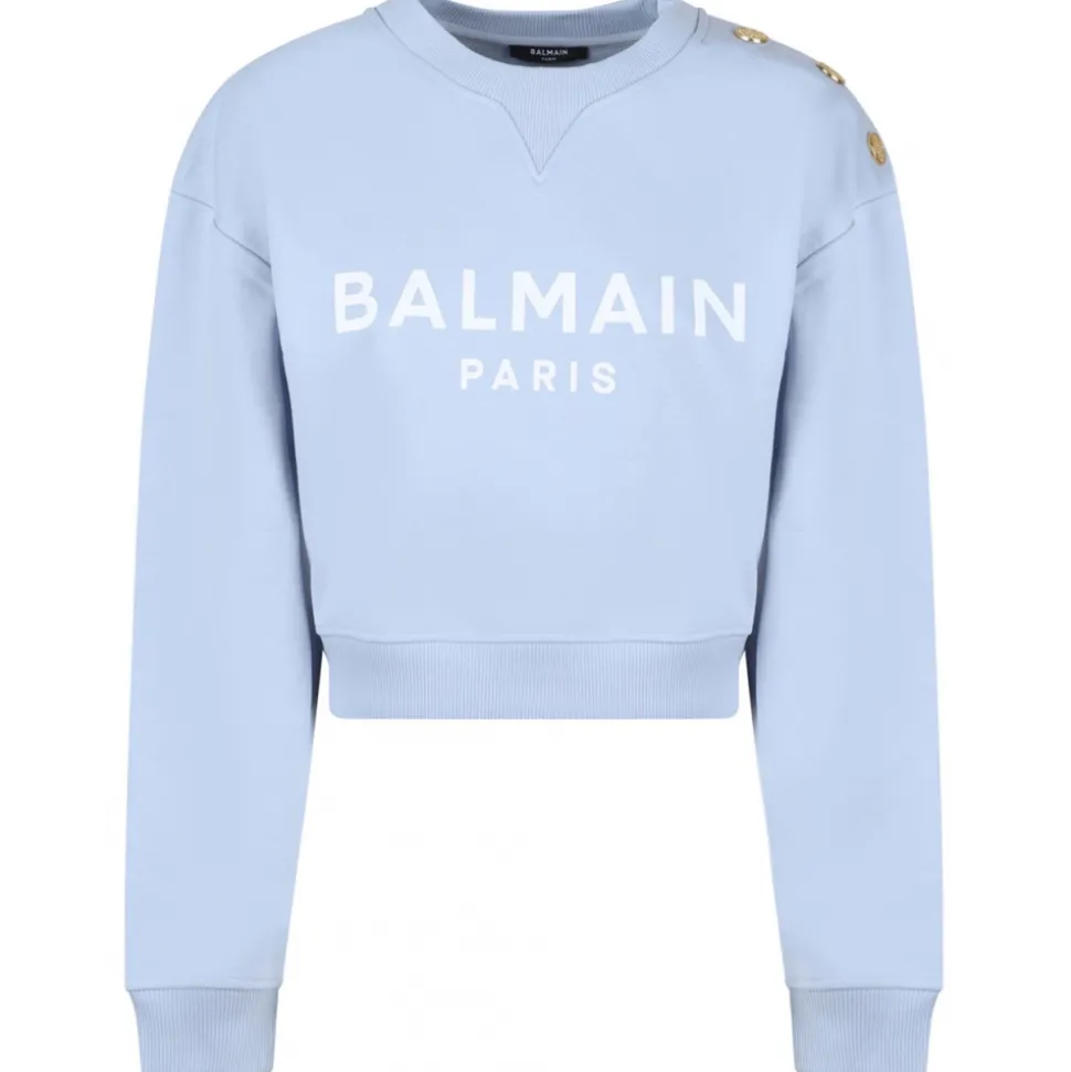 Balmain - Printed Sweatshirt - Light Blue - Balmain Exclusive Luxury Collection - Avvenice
