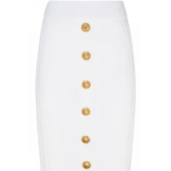 Balmain - Ribbed Knit Pencil Skirt - White - Balmain Exclusive Luxury Collection - Avvenice