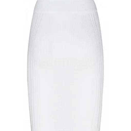 Balmain - Ribbed Knit Pencil Skirt - White - Balmain Exclusive Luxury Collection - Avvenice