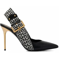 Balmain - Ruby Slingback Pumps - Ivory Black - Balmain Exclusive Luxury Collection - Avvenice