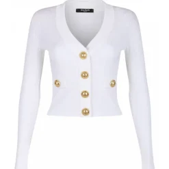Balmain - V Neck Cardigan - White - Balmain Exclusive Luxury Collection - Avvenice