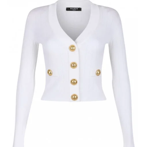 Balmain - V Neck Cardigan - White - Balmain Exclusive Luxury Collection - Avvenice