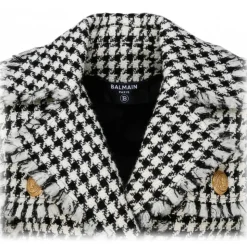 Balmain - Virgin Wool Tweed Belted Jacket - Black White - Balmain Exclusive Luxury Collection - Avvenice