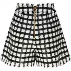 Balmain - Virgin Wool Tweed Shorts - Black White - Balmain Exclusive Luxury Collection - Avvenice