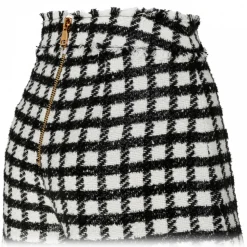 Balmain - Virgin Wool Tweed Shorts - Black White - Balmain Exclusive Luxury Collection - Avvenice